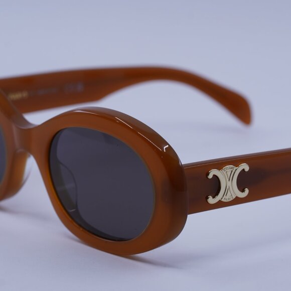 Celine CL40194U 45A Sunglasses Light Brown Oval Frame, Smoke Lenses - Picture 8 of 11